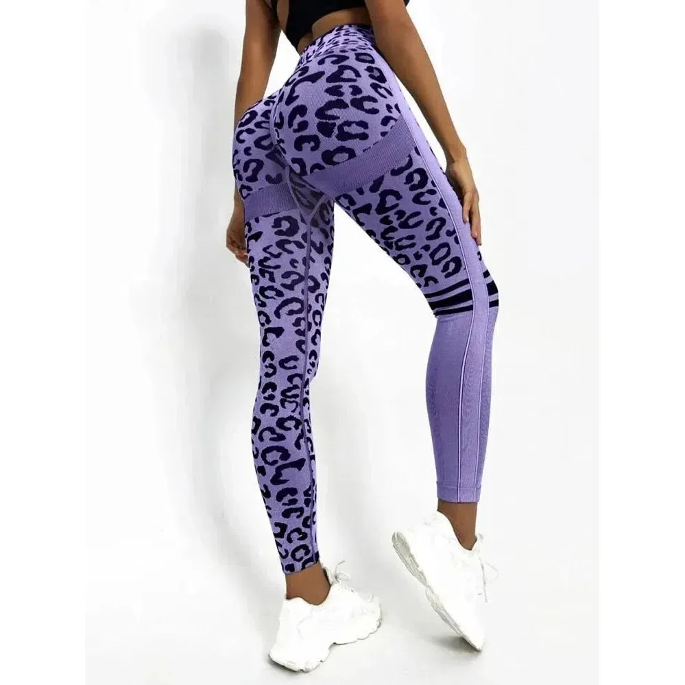 Women Leopard Seamless Yoga Pants High Waist Lifting Hip
