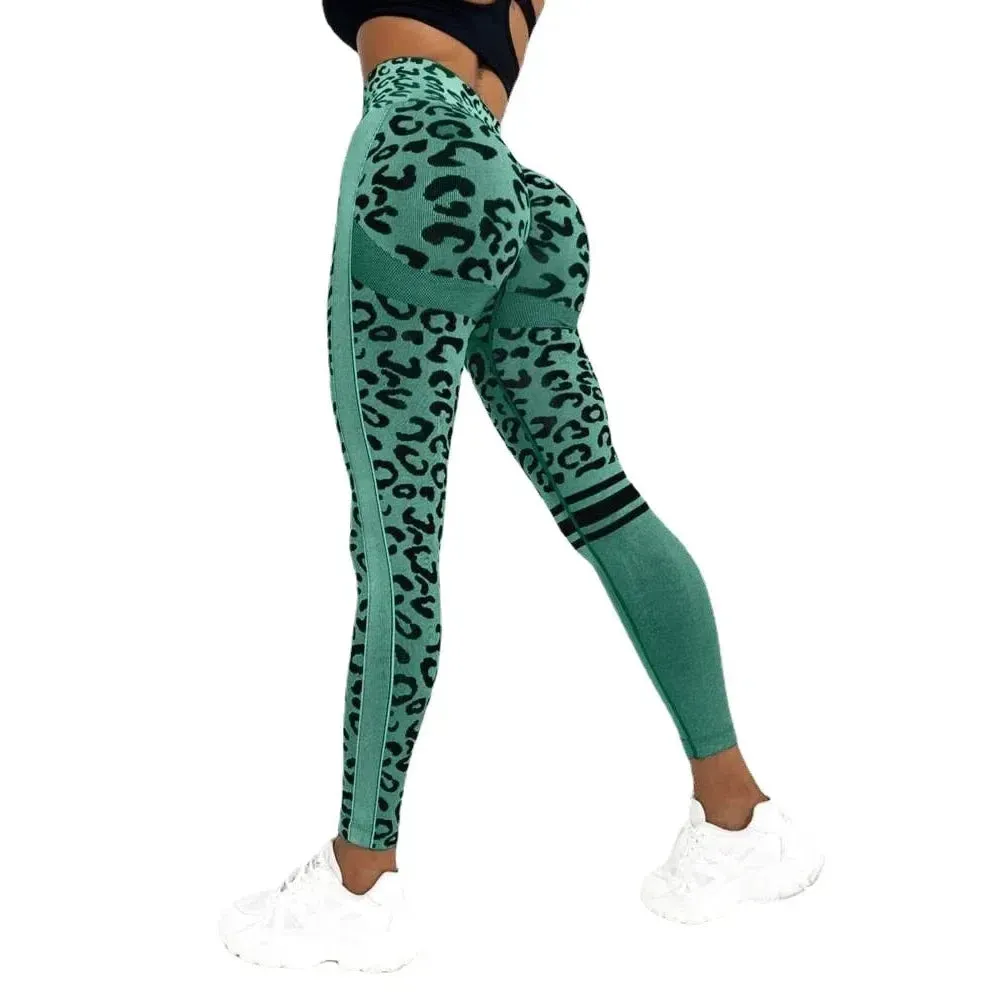 Women Leopard Seamless Yoga Pants High Waist Lifting Hip