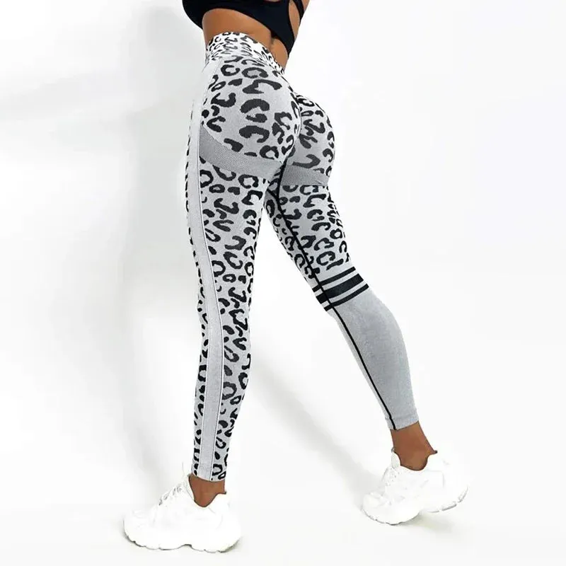 Women Leopard Seamless Yoga Pants High Waist Lifting Hip