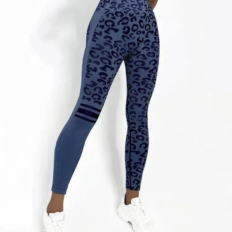 Women Leopard Seamless Yoga Pants High Waist Lifting Hip