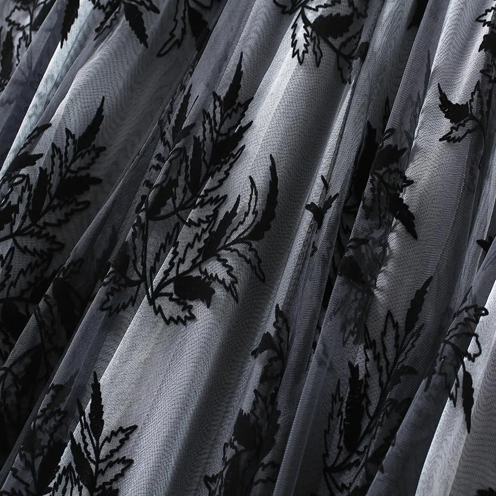 Women's Midi Length Skirt Layered Tulle A Line Skirts Embroidery/Floral Print Elastic Waist
