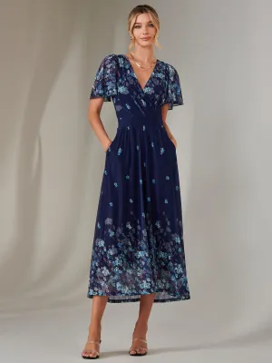 Wrap Maxi Dress, Navy Floral