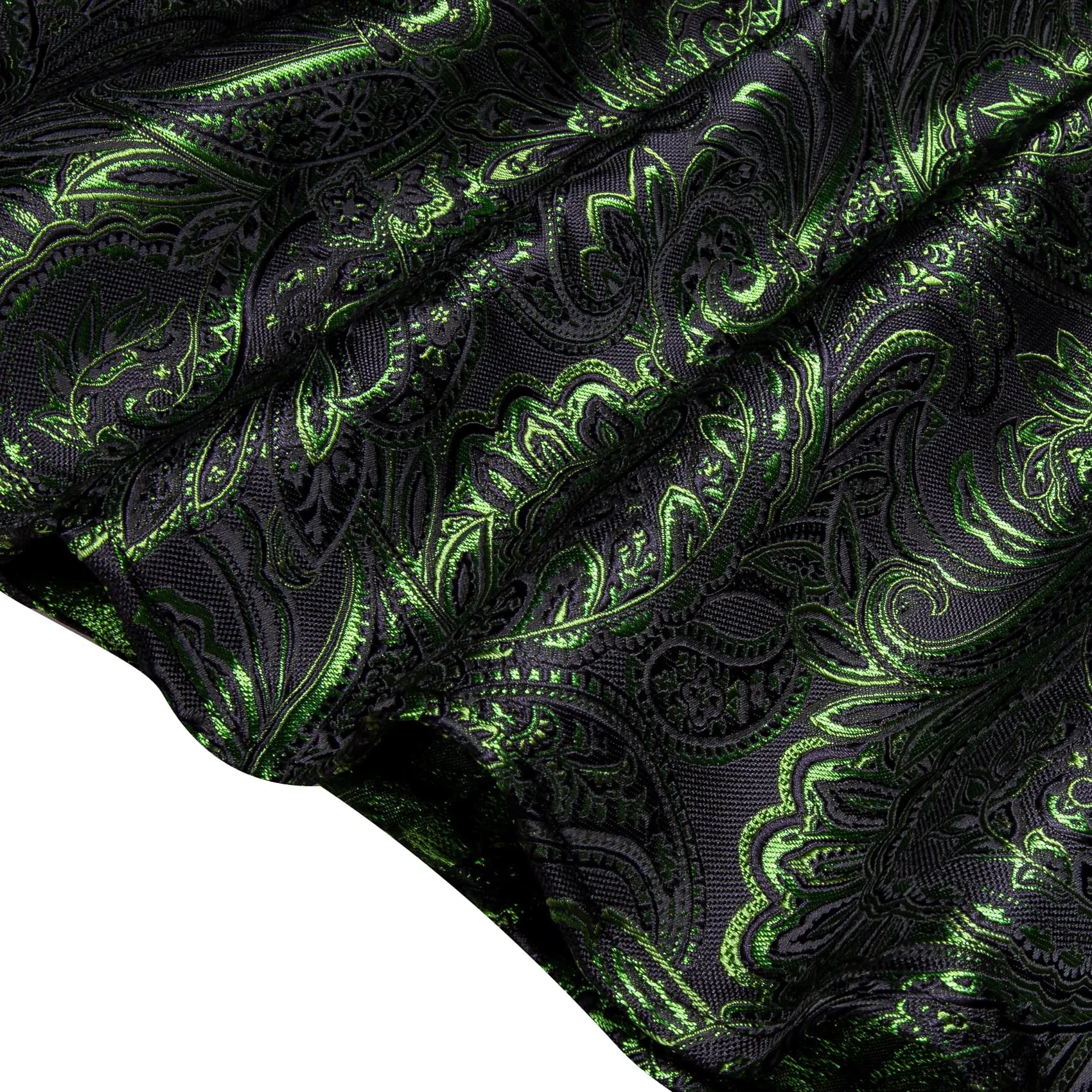 YourTies Olive Green Paisley Silk Shirt Men's Long Sleeve Dress Shirt